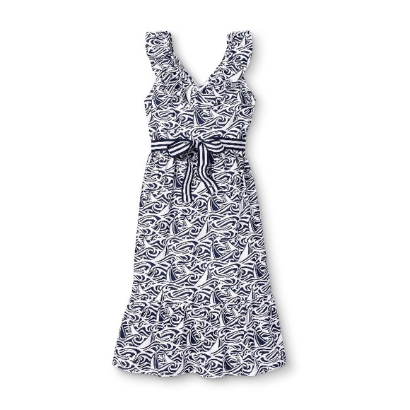 Vineyard Vines Target Plus Size 2X Rough Seas Ruffle Dress Tie Waist NWT